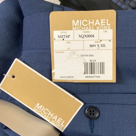 Michael Michael Kors Stretch Flat Front Dress Pants Blue Size 36 x 32 NWT - Picture 6 of 6